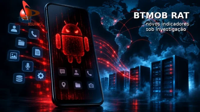 BTMOB RAT em dispositivo Android com conexões de comando e controle