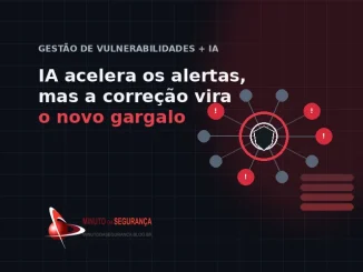 Ilustração sobre inteligência artificial ampliando alertas de vulnerabilidade e o gargalo de remediação