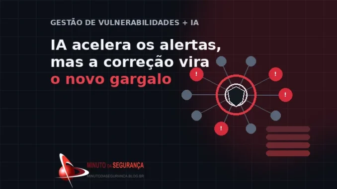 Ilustração sobre inteligência artificial ampliando alertas de vulnerabilidade e o gargalo de remediação