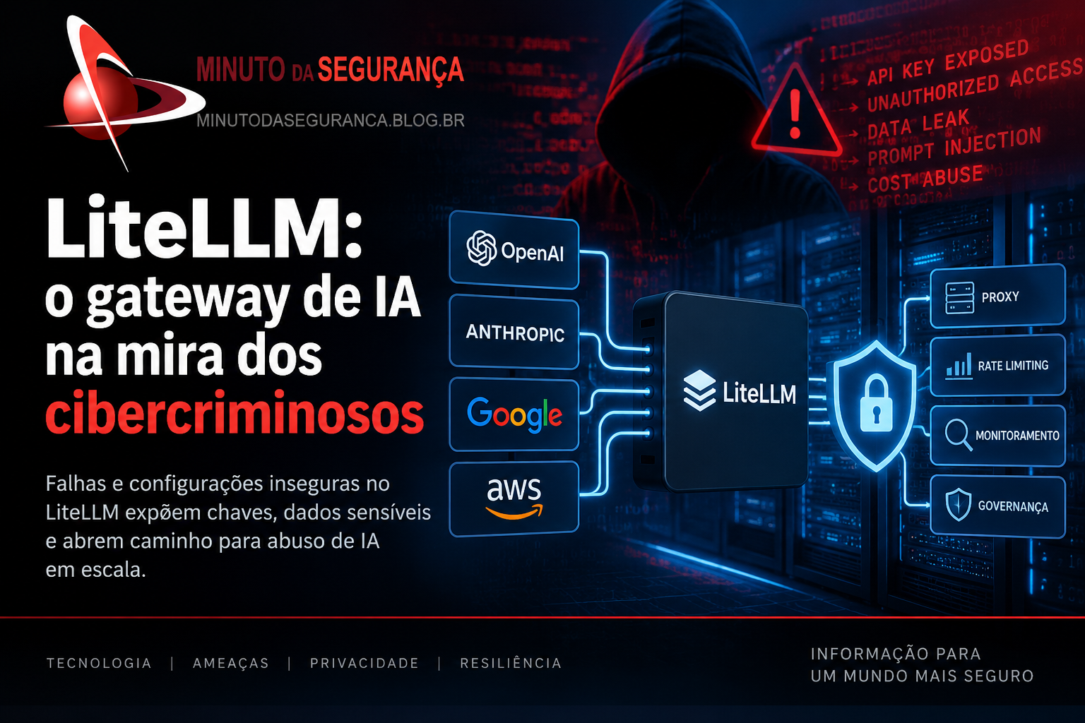 Gateway LiteLLM conectando modelos de IA e controles de segurança corporativa