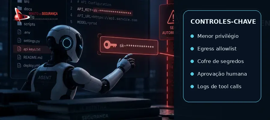 Agente de IA, chave de API exposta e controles essenciais de segurança