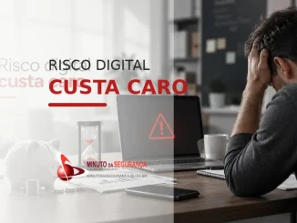 Empresário diante de alerta de segurança representando o custo do risco digital para pequenas empresas