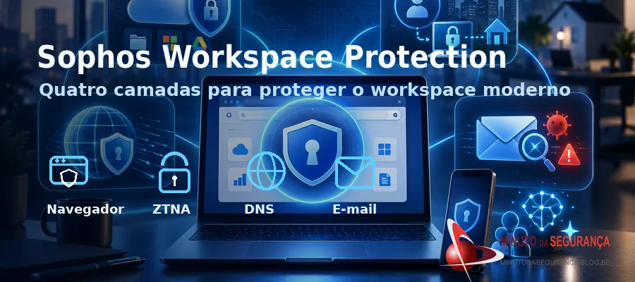 Sophos Workspace Protection com navegador protegido, ZTNA, DNS Protection e monitoramento de e-mail