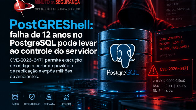 PostGREShell CVE-2026-6471: vulnerabilidade no PostgreSQL pode levar ao controle do servidor