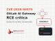 CVE-2026-90970 no GitLab AI Gateway com fluxo, sandbox e terminal representando risco de execução remota de código