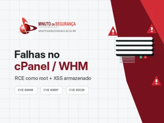 Arte de capa sobre três vulnerabilidades no cPanel e WHM, incluindo execução de código como root e XSS armazenado.