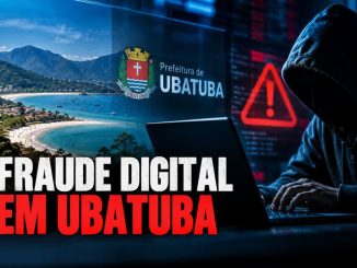 Fraude digital em Ubatuba — ilustração editorial
