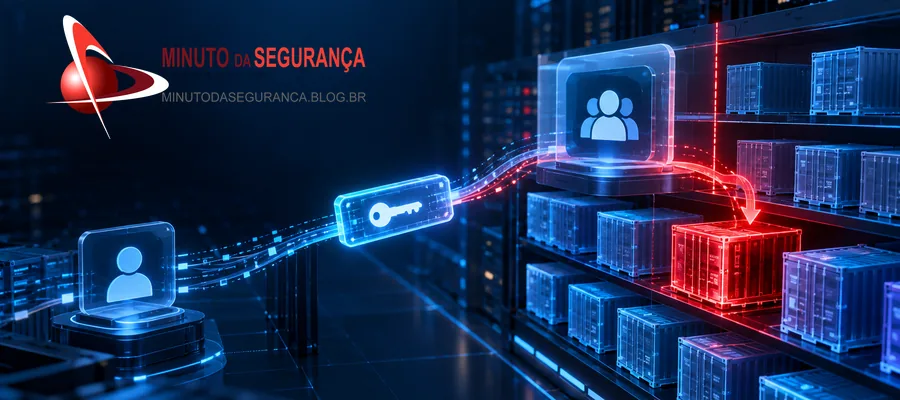 Ilustração conceitual da transferência indevida de tokens e publicação não autorizada de imagens no Docker Hub