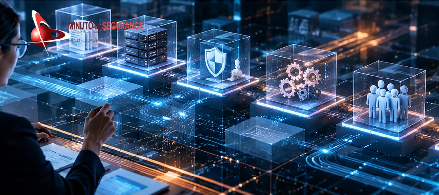 Representação conceitual das camadas de governança, segurança e supervisão da inteligência artificial