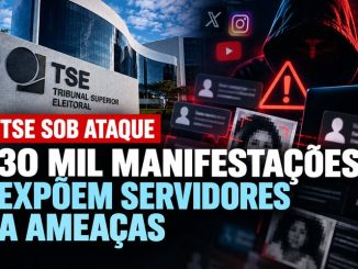 Ilustração sobre ameaças cibernéticas e exposição de servidores do TSE