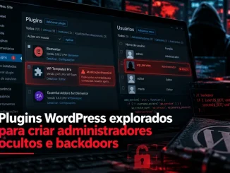 Ilustração de falhas WordPress e administradores ocultos